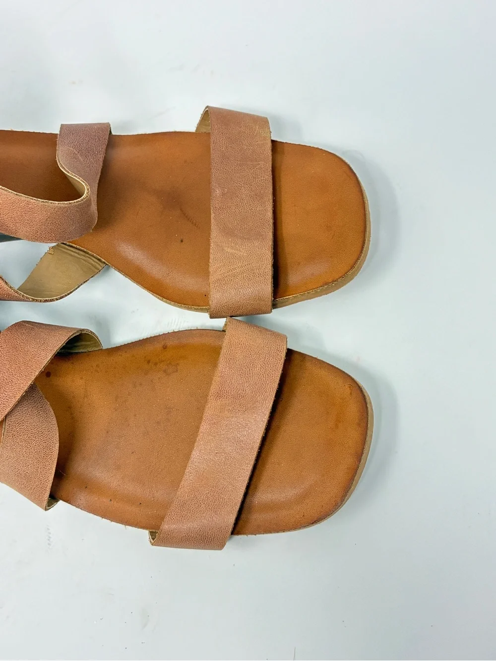 Lucky Brand Wedge Strappy Sandals in Tan Genuine Leather